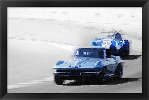 Framed Corvette and AC Cobra Shelby Print