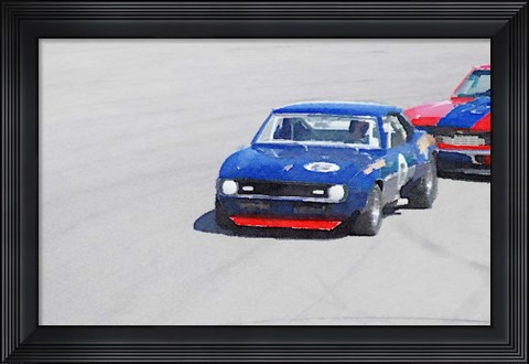 Framed Chevy Camaro on Race Track Print