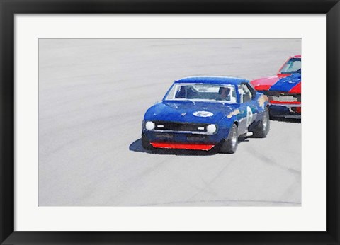 Framed Chevy Camaro on Race Track Print