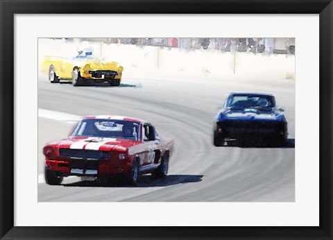 Framed Mustang and Corvette Racing Print