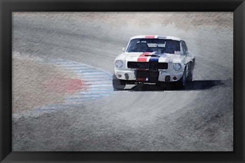 Framed Mustang on Race Track Print