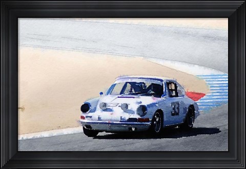 Framed White Porsche 911 in Monterey Print
