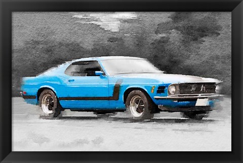 Framed 1970 Ford Mustang Boss Blue Print