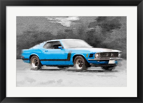 Framed 1970 Ford Mustang Boss Blue Print