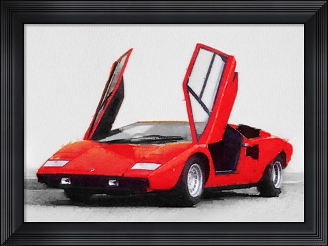 Framed 1974 Lamborghini Countach Open Doors Print