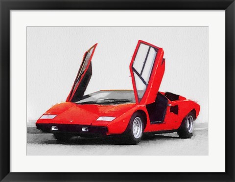 Framed 1974 Lamborghini Countach Open Doors Print