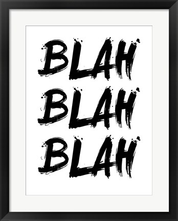 Framed Blah Blah Blah White Print