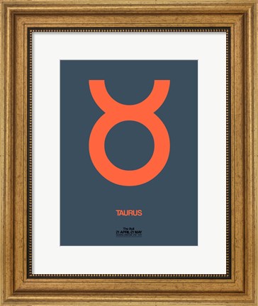 Framed Taurus Zodiac Sign Orange Print