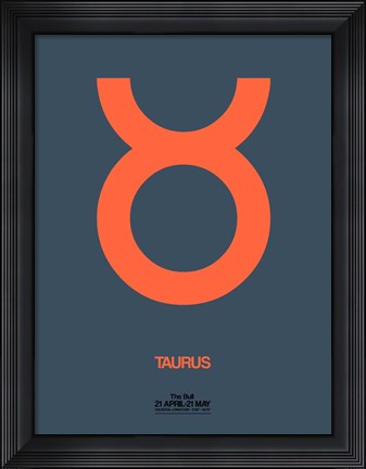 Framed Taurus Zodiac Sign Orange Print