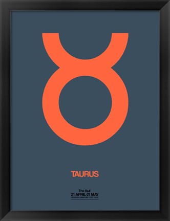 Framed Taurus Zodiac Sign Orange Print