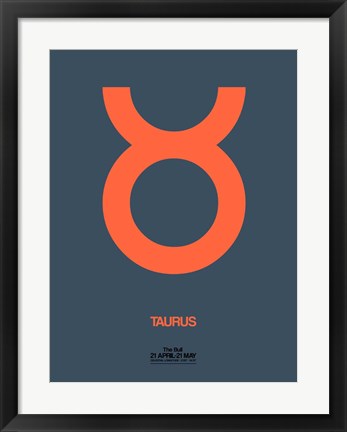 Framed Taurus Zodiac Sign Orange Print