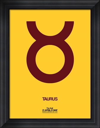 Framed Taurus Zodiac Sign Brown Print