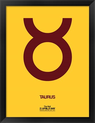 Framed Taurus Zodiac Sign Brown Print