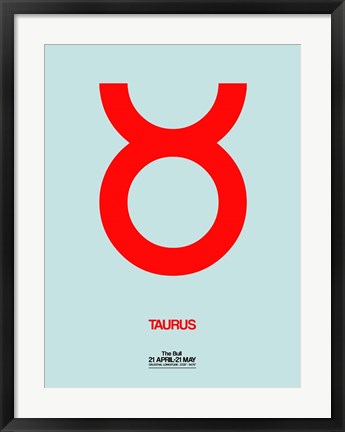 Framed Taurus Zodiac Sign Red Print
