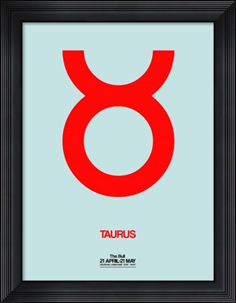 Framed Taurus Zodiac Sign Red Print