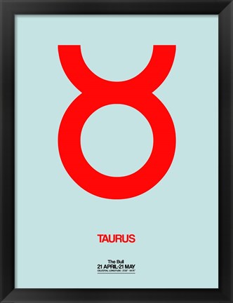 Framed Taurus Zodiac Sign Red Print