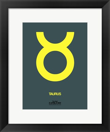 Framed Taurus Zodiac Sign Yellow Print