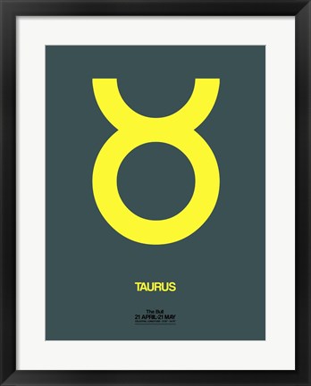 Framed Taurus Zodiac Sign Yellow Print