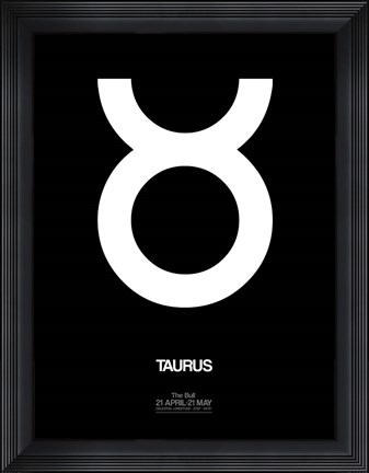 Framed Taurus Zodiac Sign White Print