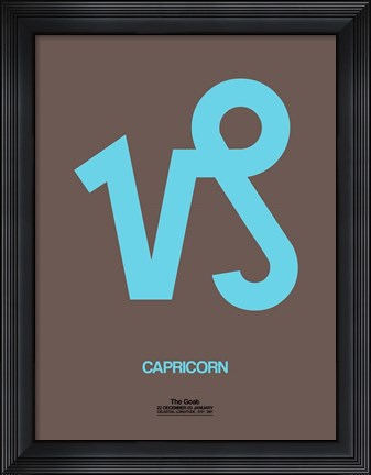 Framed Capricorn Zodiac Sign Blue Print
