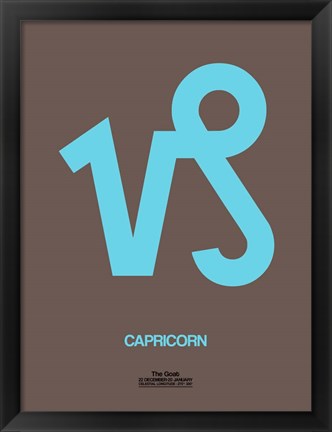 Framed Capricorn Zodiac Sign Blue Print