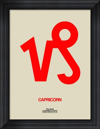 Framed Capricorn Zodiac Sign Red Print