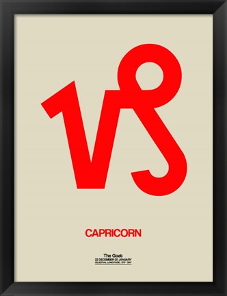 Framed Capricorn Zodiac Sign Red Print