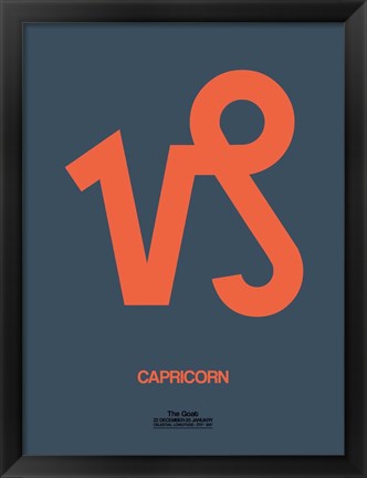 Framed Capricorn Zodiac Sign Orange Print