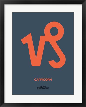 Framed Capricorn Zodiac Sign Orange Print