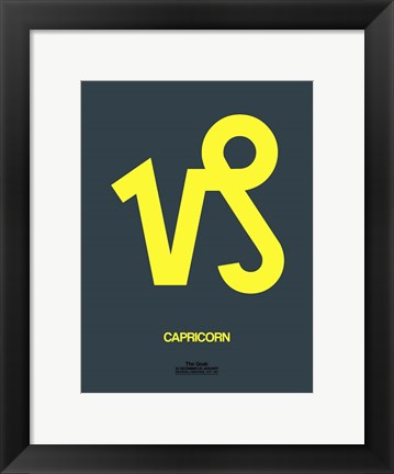 Framed Capricorn Zodiac Sign Yellow Print