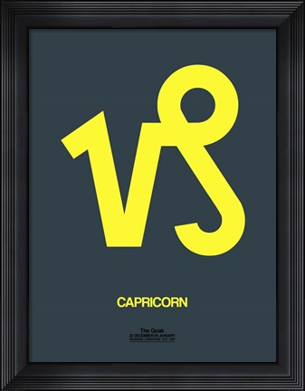 Framed Capricorn Zodiac Sign Yellow Print