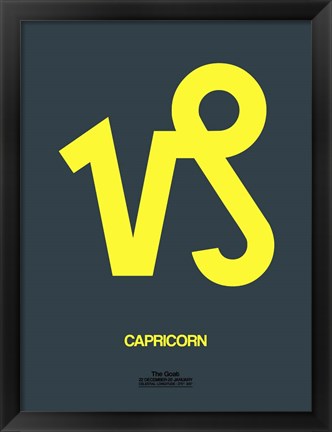 Framed Capricorn Zodiac Sign Yellow Print