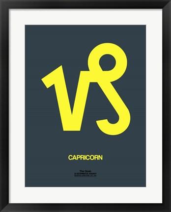 Framed Capricorn Zodiac Sign Yellow Print