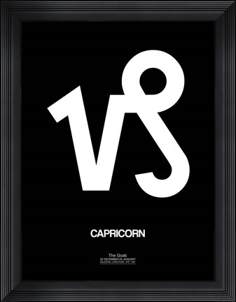 Framed Capricorn Zodiac Sign White Print
