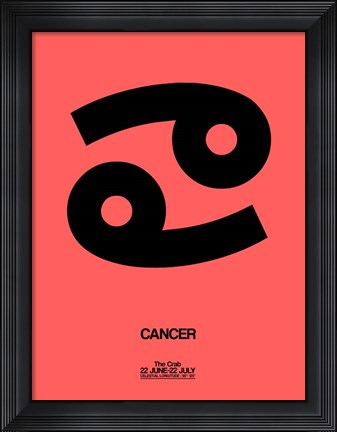 Framed Cancer Zodiac Sign Black Print