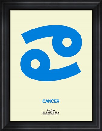 Framed Cancer Zodiac Sign Blue Print
