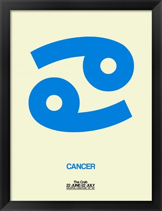 Framed Cancer Zodiac Sign Blue Print