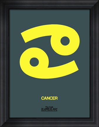 Framed Cancer Zodiac Sign Yellow Print