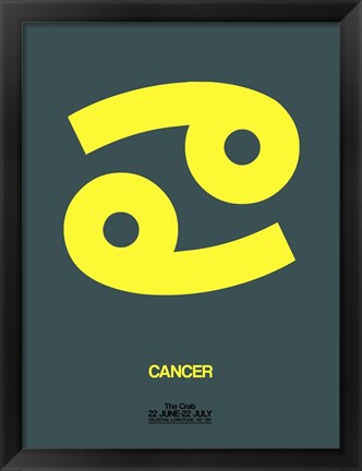 Framed Cancer Zodiac Sign Yellow Print