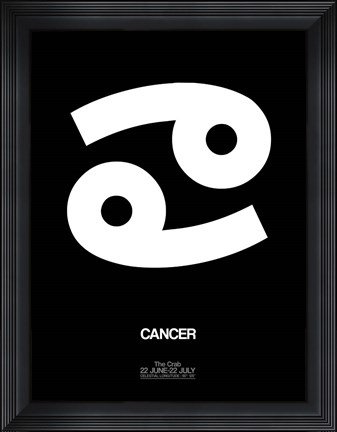 Framed Cancer Zodiac Sign White Print