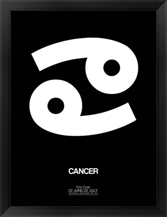 Framed Cancer Zodiac Sign White Print