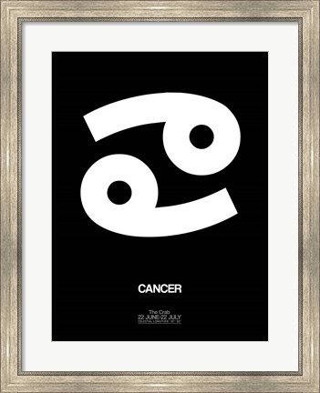 Framed Cancer Zodiac Sign White Print