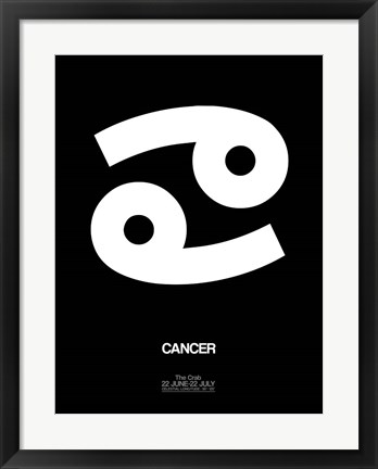 Framed Cancer Zodiac Sign White Print