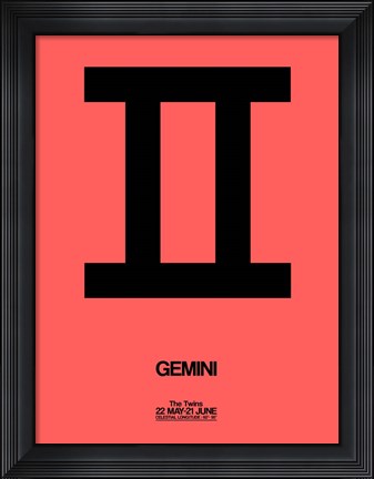 Framed Gemini Zodiac Sign Black Print