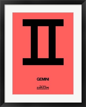 Framed Gemini Zodiac Sign Black Print