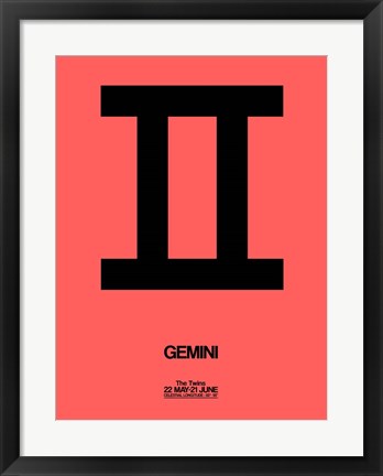 Framed Gemini Zodiac Sign Black Print