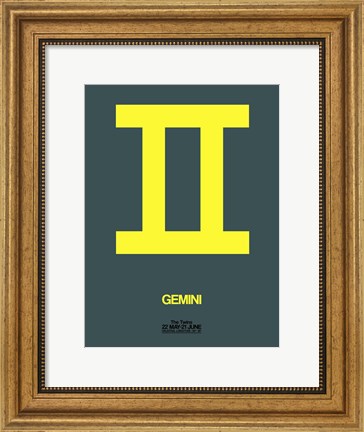Framed Gemini Zodiac Sign Yellow Print