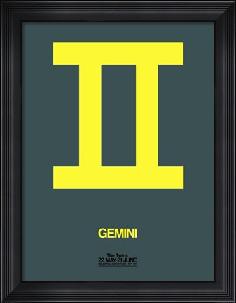 Framed Gemini Zodiac Sign Yellow Print