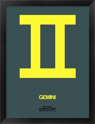 Framed Gemini Zodiac Sign Yellow Print