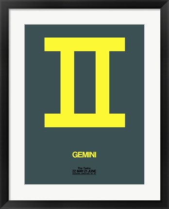 Framed Gemini Zodiac Sign Yellow Print